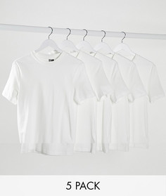 Облегающая футболка из органического хлопка ASOS DESIGN - Комплект из 5 шт.-Белый