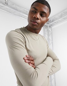 Бежевый обтягивающий лонгслив ASOS DESIGN
