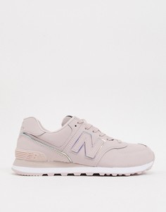 Розовые кроссовки с переливающейся окантовкой New Balance 574-Розовый