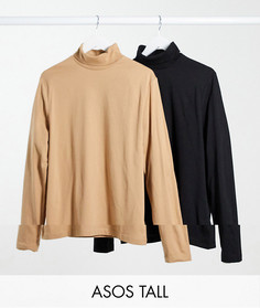 Водолазка с длинным рукавом ASOS DESIGN Tall - Комплект из 2 шт.-Мульти