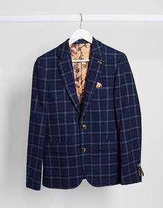 Пиджак узкого кроя в клетку Harry Brown-Темно-синий