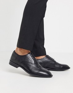 Черные оксфордские броги из кожи для широкой стопы ASOS DESIGN-Черный