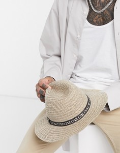 Соломенная шляпа цвета экрю с контрастной лентой ASOS DESIGN-Кремовый