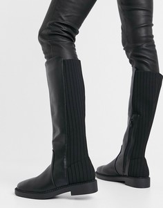 Сапоги до колена на массивной плоской подошве ASOS DESIGN Carson-Черный
