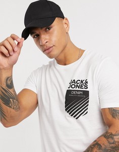Белая футболка с карманом и логотипом Jack & Jones-Белый