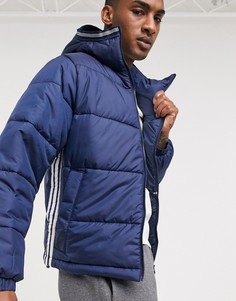 Темно-синий пуховик с 3 полосками adidas Originals