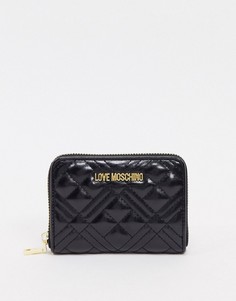 Черный маленький стеганый кошелек Love Moschino