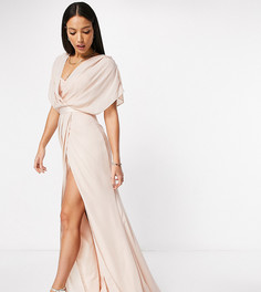 Платье макси с короткими рукавами и свободным воротом ASOS DESIGN Tall Bridesmaid-Розовый