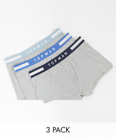 Набор из трех серых боксеров-брифов Topman-Серый