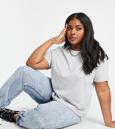 Серая меланжевая футболка из органического хлопка с круглым вырезом ASOS DESIGN Curve-Серый