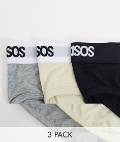 Набор из 3 трусов (черные, белые и бежевые) ASOS DESIGN-Мульти