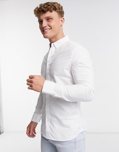 Белая приталенная оксфордская рубашка с длинными рукавами Burton Menswear-Белый