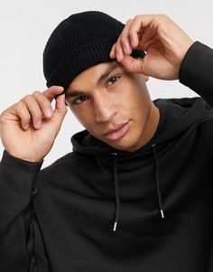 Черная шапка-бини мини в английскую резинку ASOS DESIGN-Черный