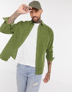 Зеленая вельветовая oversized-рубашка в стиле 90-х ASOS DESIGN-Зеленый