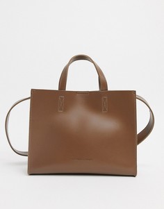 Небольшая сумка-тоут с двумя ремешками темно-коричневого цвета Claudia Canova-Коричневый