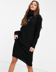 Черное платье-джемпер в стиле oversized с высоким воротником QED London-Черный