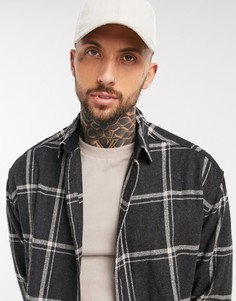 Oversized-рубашка в стиле 90-х из материала с высоким содержанием шерсти в крупную черно-белую клетку ASOS DESIGN-Черный