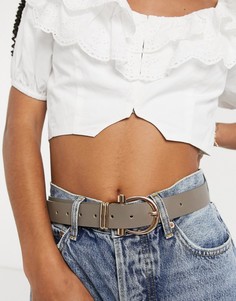 Коричневый пояс с золотистой винтажной пряжкой ASOS DESIGN