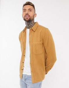 Светло-коричневая теплая фланелевая рубашка навыпуск ASOS DESIGN-Светло-коричневый