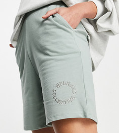 Шалфейно-зеленые трикотажные шорты с логотипом от комплекта ASOS DESIGN Weekend Collective Tall-Зеленый