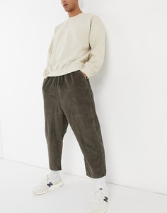 Коричневые выбеленные вельветовые брюки с заниженным шаговым швом ASOS DESIGN-Коричневый