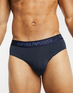 Темно-синие бесшовные трусы с логотипом Emporio Armani-Темно-синий