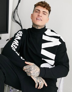 Oversized-свитшот с большой надписью ASOS DESIGN-Черный