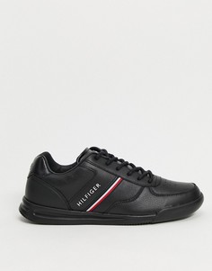 Черные кожаные кроссовки с логотипом Tommy Hilfiger-Черный