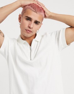 Белая рубашка-поло из фактурной ткани ASOS DESIGN-Белый