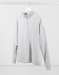 Худи из белого меланжа с короткой молнией и разрезом сбоку ASOS DESIGN-Белый