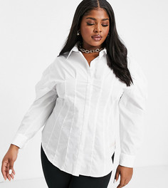 Белая хлопковая рубашка с декоративными швами ASOS DESIGN Curve-Белый