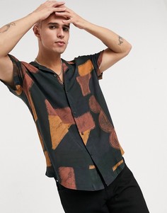 Коричневая свободная рубашка с винтажным абстрактным принтом ASOS DESIGN-Коричневый