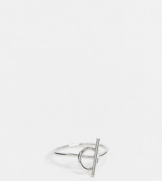 Эксклюзивное серебристое кольцо с T-образной деталью DesignB London Curve-Серебряный
