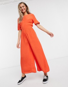 Красный комбинезон на пуговицах ASOS DESIGN