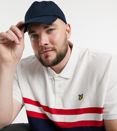 Футболка-поло с полосками и кокеткой Lyle & Scott Plus-Белый