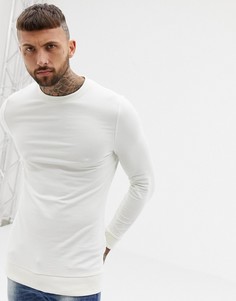 Светло-бежевый длинный обтягивающий свитшот ASOS DESIGN organic-Белый