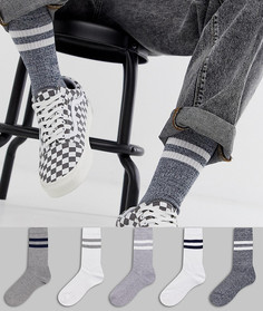 Набор из 5 пар серых меланжевых спортивных носков ASOS DESIGN - Скидка-Серый