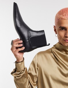 Черные ботинки челси из искусственной кожи на кубинском каблуке ASOS DESIGN-Черный