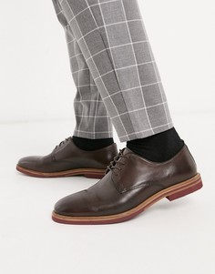 Коричневые кожаные туфли на шнуровке с контрастной подошвой ASOS DESIGN-Коричневый