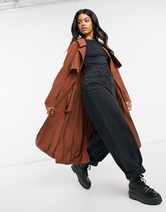 Коричневый свободный тренч ASOS DESIGN