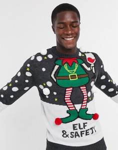 Новогодний джемпер с рисунком Brave Soul-Серый