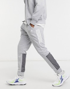Серые джоггеры с тремя полосками adidas-Серый