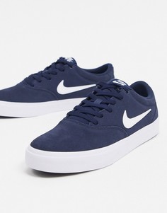 Кроссовки из искусственной замши обсидианового и белого цвета Nike SB Charge-Темно-синий