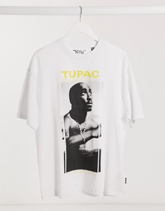Oversized-футболка с изображением Тупака Only & Sons-Белый