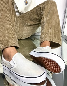 Кроссовки-слипоны из замши переливающегося цвета Vans UA Classic-Белый