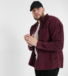 Бордовая вельветовая рубашка oversized в стиле 90-х ASOS DESIGN Plus-Фиолетовый