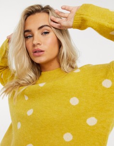 Свободный джемпер в стиле oversized желтого цвета в горошек QED London-Желтый