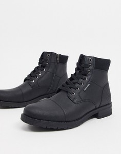 Черные ботинки из искусственной кожи на шнуровке Jack & Jones-Черный