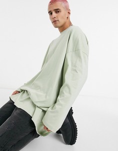 Супердлинный экстремально oversized-лонгслив с длинным рукавом зеленого цвета ASOS DESIGN-Зеленый