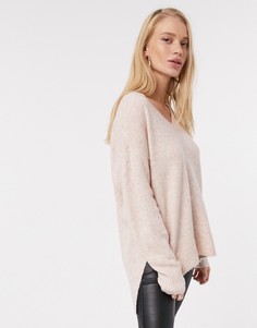 Розовый джемпер из пряжи с добавлением шерсти с V-образным вырезом Vero Moda